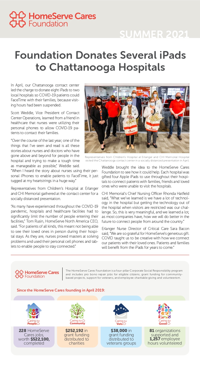 HomeServe Cares Foundation Summer 2021 Newsletter